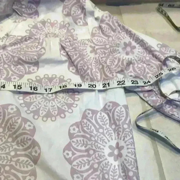 🌈 6/$60, Kiyomi House Dress, White/Lavendar, 3/4 Sleeve, Flower Print, Large - Picture 7 of 8